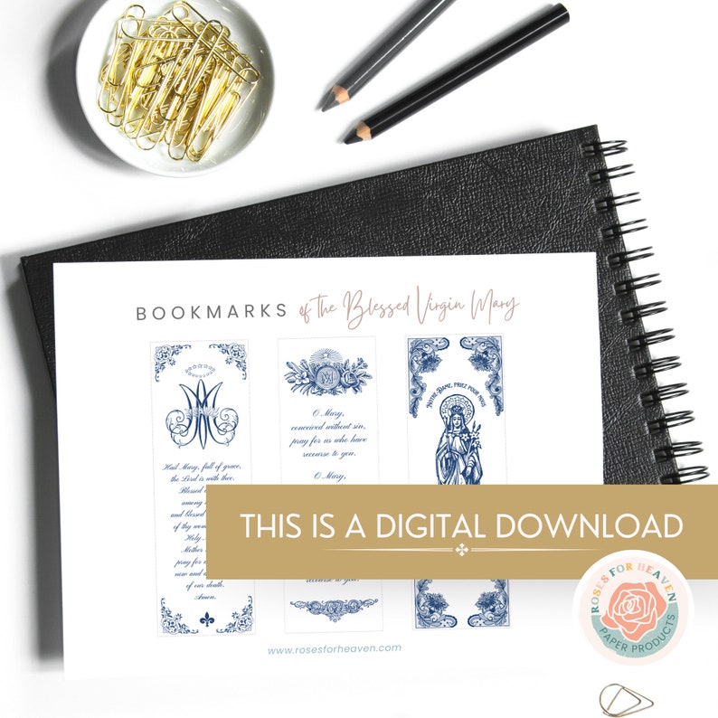 Blessed Virgin Mary Bookmarks | Catholic Prayer Cards (digital Download ...
