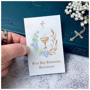 Custom First Communion Prayer Cards - First Communion Template - First Communion Favors for Boy or Girl Holy Communion Prayer Corjl Template