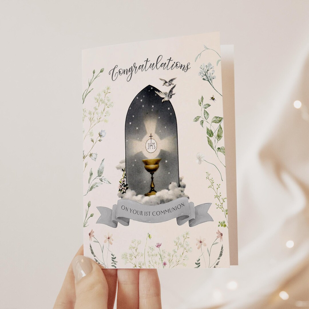 First Holy Communion Printable Card | Catholic Greeting Card | Catholic ...