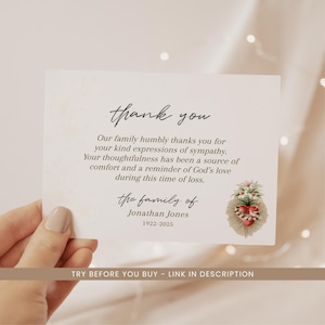 Cartes de remerciement de sympathie catholique - Notes personnalisées après les funérailles - Cartes de remerciement personnalisées - Modèle de cartes de remerciement après les funérailles