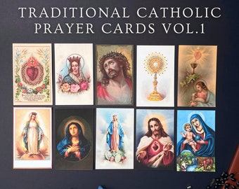 Restored Reproduction Vintage Holy Cards Bundle | Traditional Catholic Prayer Cards | Collection of Prayers to Pray More / Catholic Keepsake
