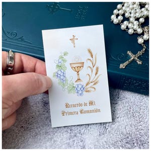Spanish First Communion Prayer Card Template -  Tarjetas de Oración - Boy or Girl Holy Communion Favors - Communion Prayer Editable Template