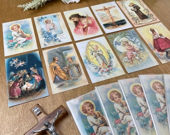 Traditional Catholic Prayer Cards, Restored Reproduction Vintage Prayer Card, Infant Jesus, St. Joseph, St. Anthony, Novena Prayer, Keepsake