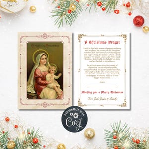 Anpassbare Weihnachtsgebetskarte | Benutzerdefinierte Gebetskarten | Weihnachtsgebetskarte für Gemeinde oder Schule, benutzerdefinierte katholische Gebets-Corjl-Vorlage