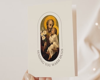 Tarjeta de felicitación vintage de San José / Pensando en ti (Descarga digital)