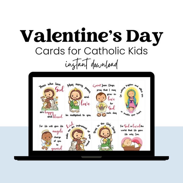 Cute Saint Valentine's Day Cards | Valentine's Day | Saint Quotes & Bible Lunch Box Note Cards, Catholic Kids Saint Valentine's Day Card PDF