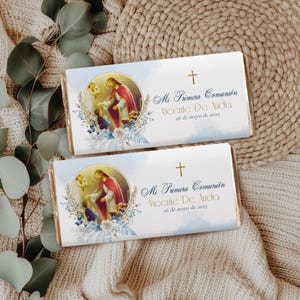 Primera Comunión Católica vintage Chocolate Wrapper | First Communion Template | First Communion Party Favor 1.55 oz Label 40g Bars Wrapper