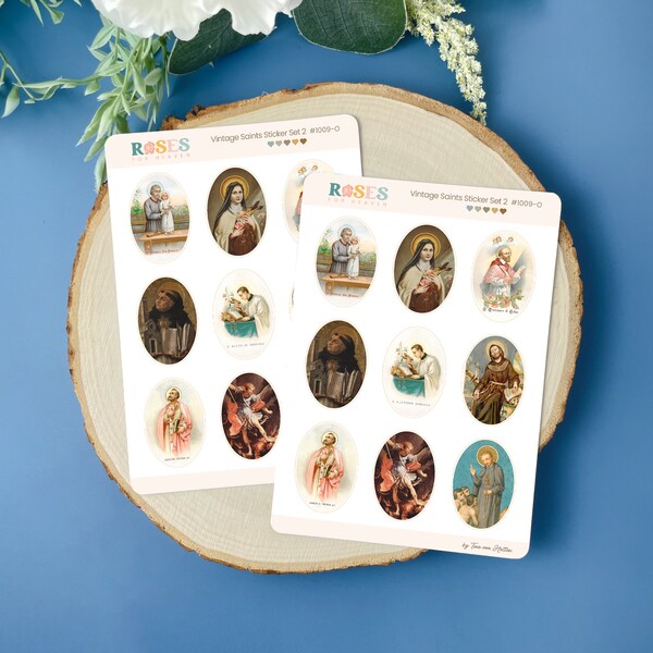 Vintage Catholic Saints Sticker Set | Catholic Stickers | St. Joseph, St. Therese, St. Francis, St. Michael Sticker, Vinyl Saint Sticker Set