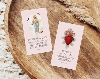Tarjetas católicas vintage de San Valentín con versículos bíblicos imprimibles (descarga digital)