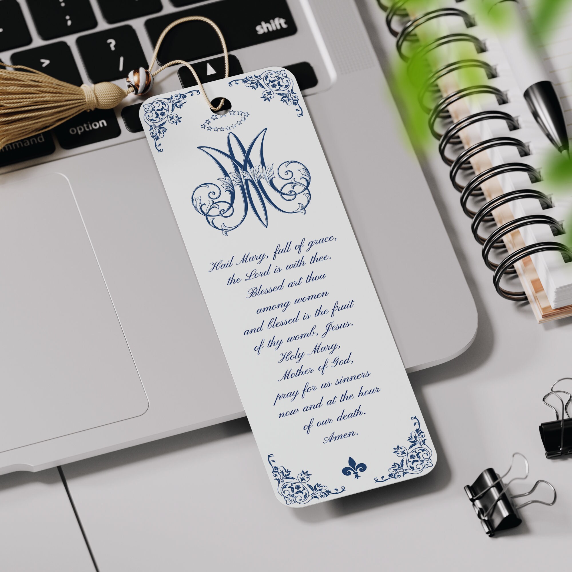 Blessed Virgin Mary Bookmark: Catholic Hail Mary Prayer Card (digital ...