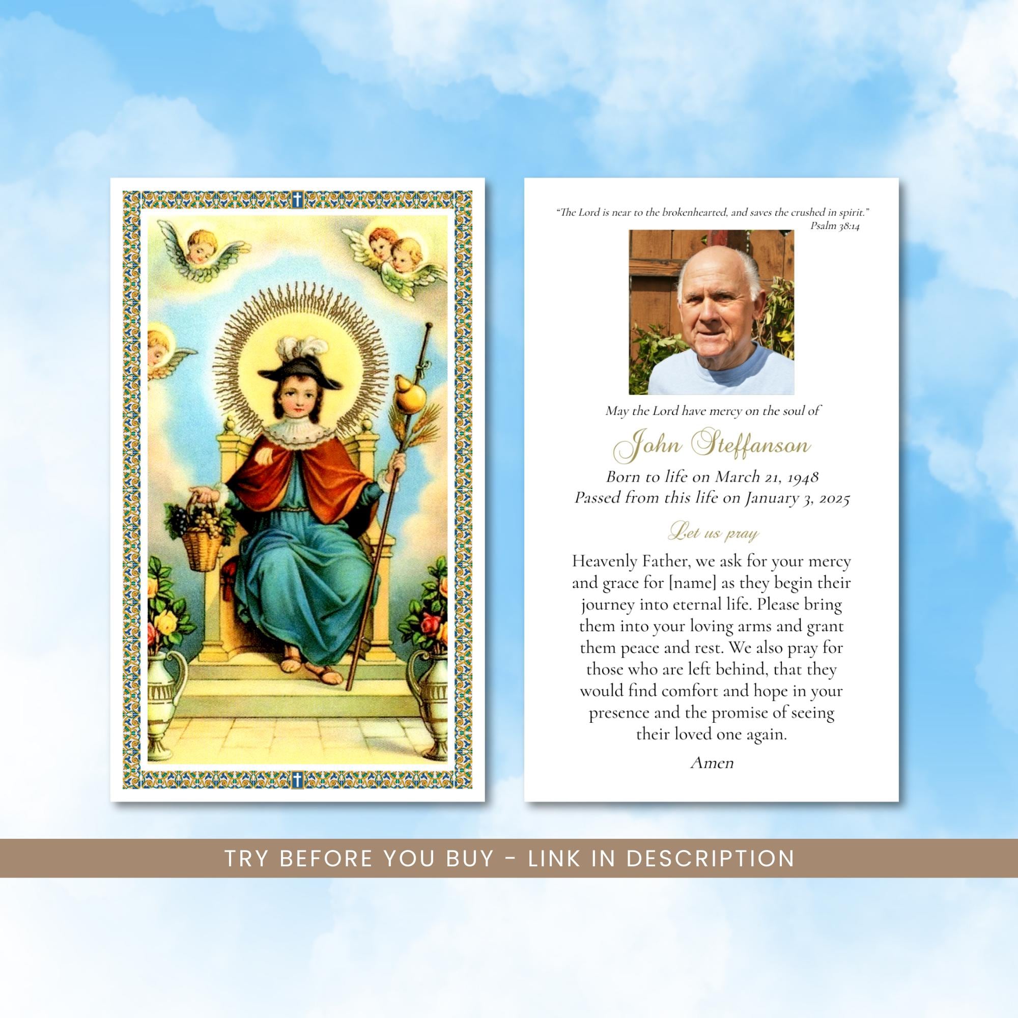 Santo Niño De Atocha Memorial Prayer Card | Catholic Funeral