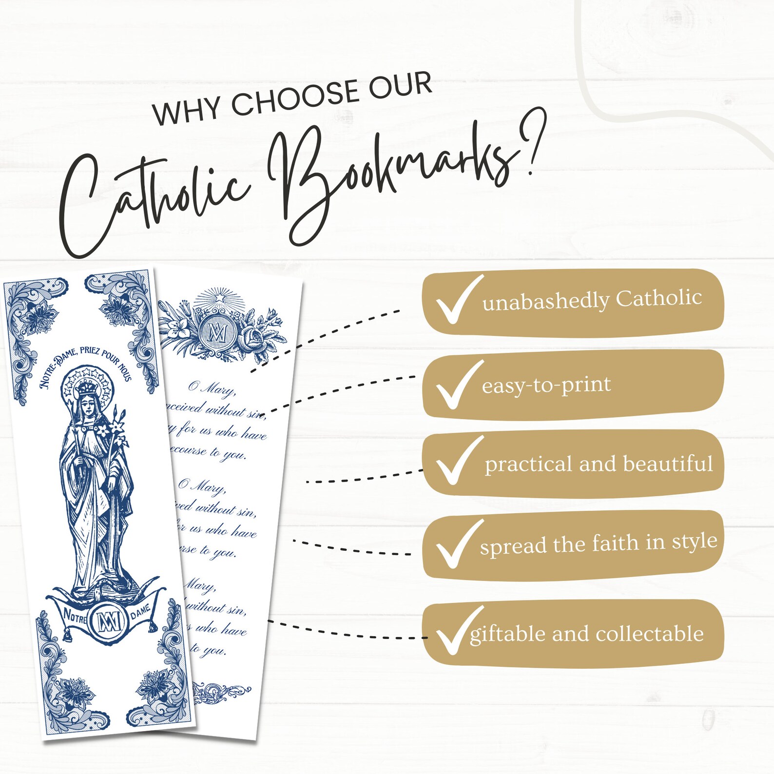 Blessed Virgin Mary Bookmarks | Catholic Prayer Cards (digital Download ...