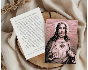Sacred Heart Consecration Prayer Card: Catholic Art Print (Digital Download 5x7 PDF)