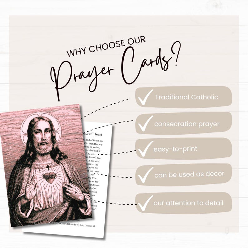 Consecration Easy Sacred Heart Consecration Prayer Card: Catholic Art Print (digital ...