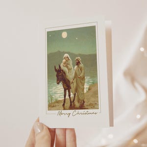 Vintage religiöse Weihnachtskarte | Katholische Grußkarte | Restaurierte Vintage Weihnachtskarte der Heiligen Familie, Weihnachtskarte Jesus für Christen