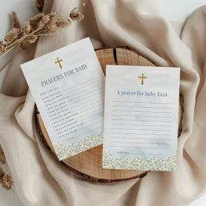 Oraciones para bebé - Tarjeta y letrero - Plantilla de bautismo - Oraciones para el bautismo de un niño azul - Plantilla de oraciones para el bebé - Oración para baby shower con aliento de bebé
