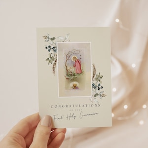 First Holy Communion Printable Card | Catholic Greeting Card | Catholic Printable First Eucharist Gift Card Boy, First Communion Card Girl