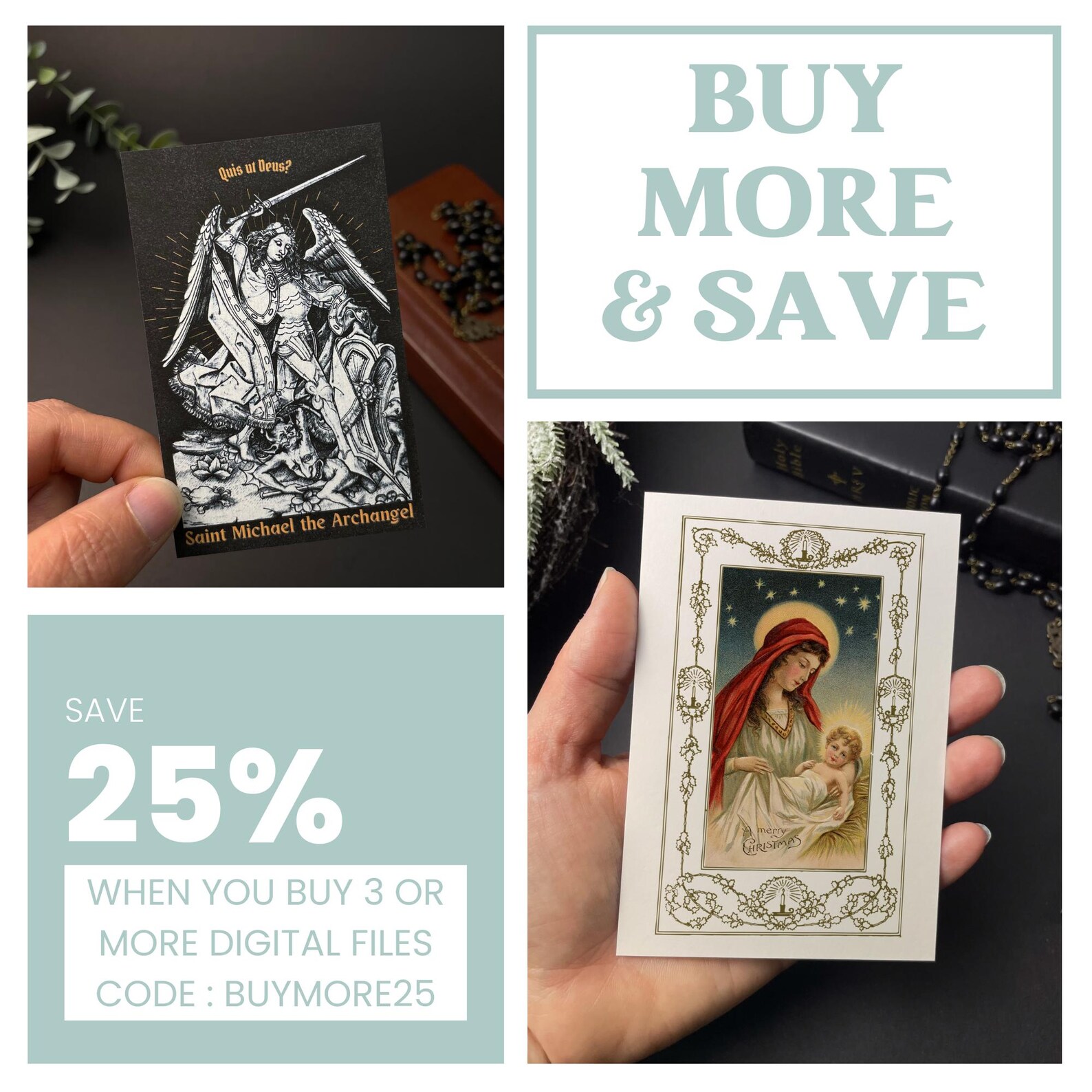 Hail Mary Prayer Card: Catholic Ave Maria in Latin & English (digital ...