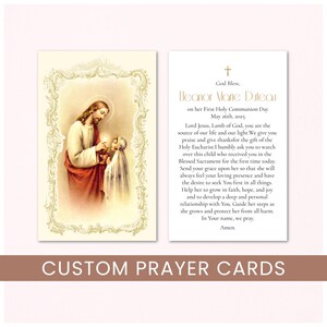 Vintage First Communion Prayer Card Template | First Communion Template | Custom Holy Communion Favors for Girls, Communion Prayer Template