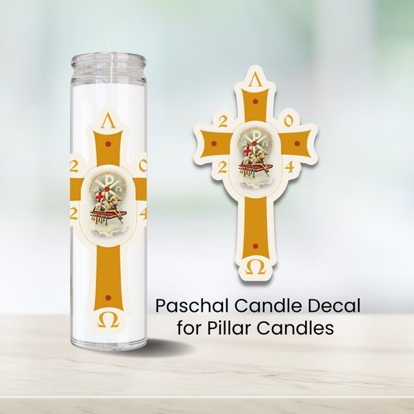 Vintage Paschal Lamb Paschal Candle Vinyl Decal | Catholic Sticker | Cirio Paschal Candle Sticker | Traditional Catholic Home Decor Easter