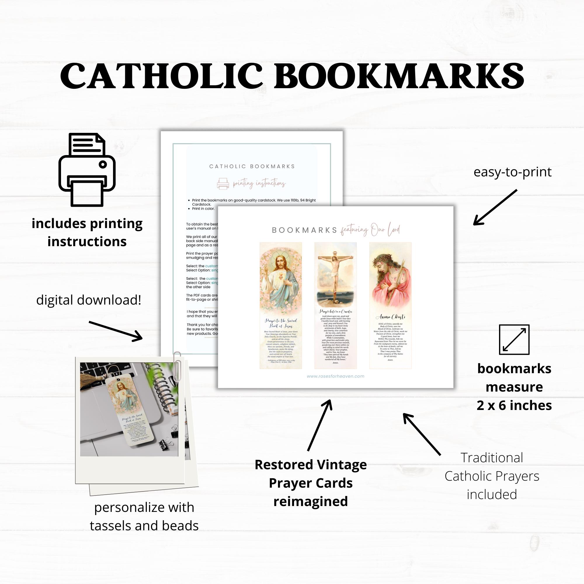 Vintage Catholic Prayer Card Bookmarks: Sacred Heart of Jesus (digital ...