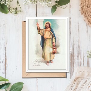Risen Christ Greeting Card, Catholic Greeting Card, Restored Vintage Postcard, Traditional Catholic Gift Card, Easter Card for Christians