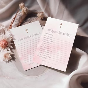 Wishes for Baby - Prayers for Baby Card - Printable Well Wishes - Baby Shower Game - Tea Party Wishes for Baby - Pink Ombre Baptism Prayer