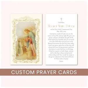 Editable First Communion Prayer Card Template | First Communion Template | Holy Communion Favors for Girls, Communion Prayer Corjl Template