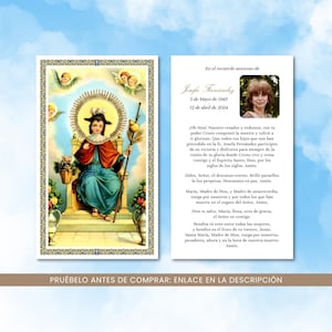 Carte de prière pour les funérailles catholique en espagnol | Cartes commémoratives catholiques | Tarjeta de oración del Santo Niño de Atocha, en memoria amorosa oración