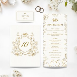 Catholic Wedding Menu, Place Cards, Table Numbers, Vintage Floral Holy Hearts (Digital Download)