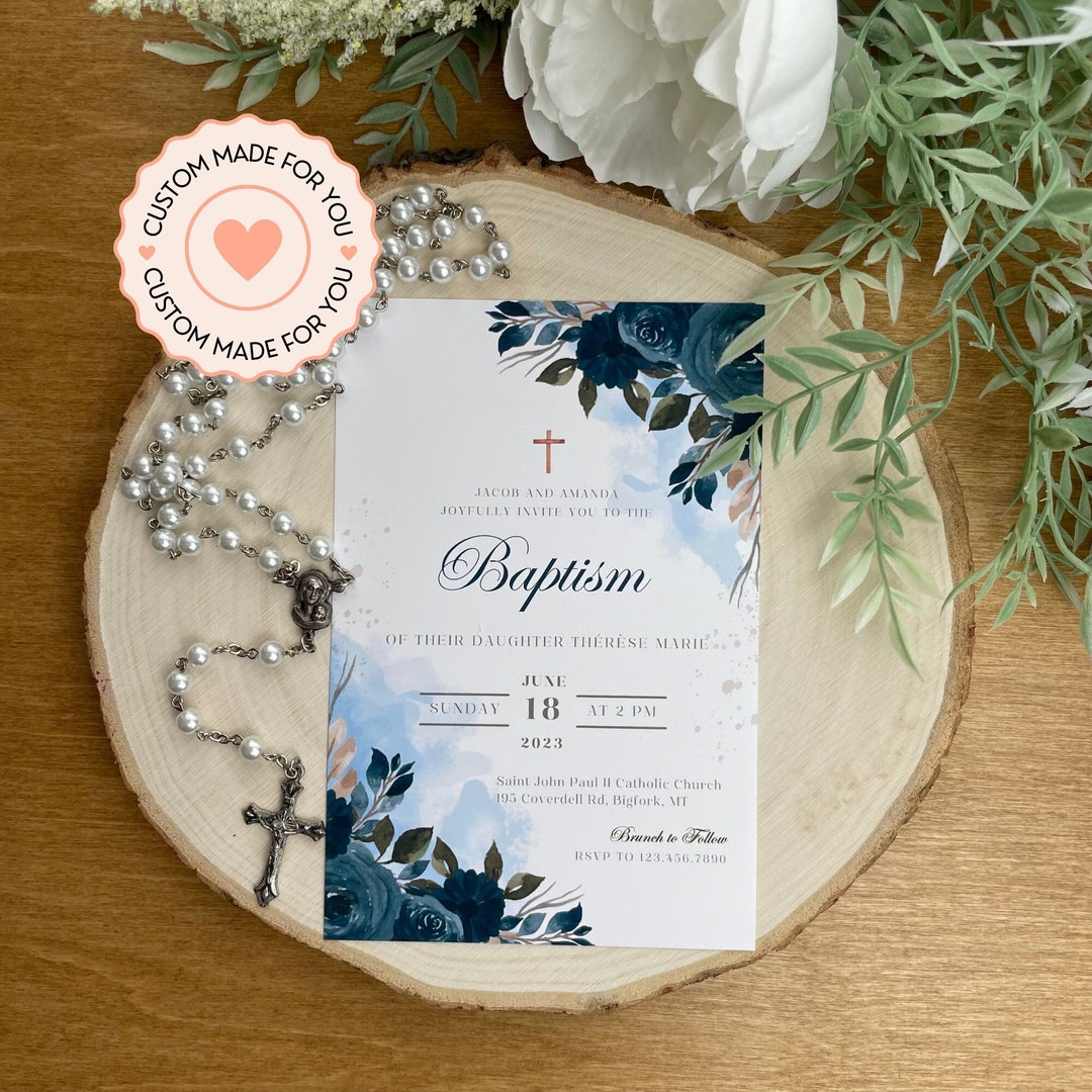 Personalized Baptism Invitation Watercolor With Photo Etsy