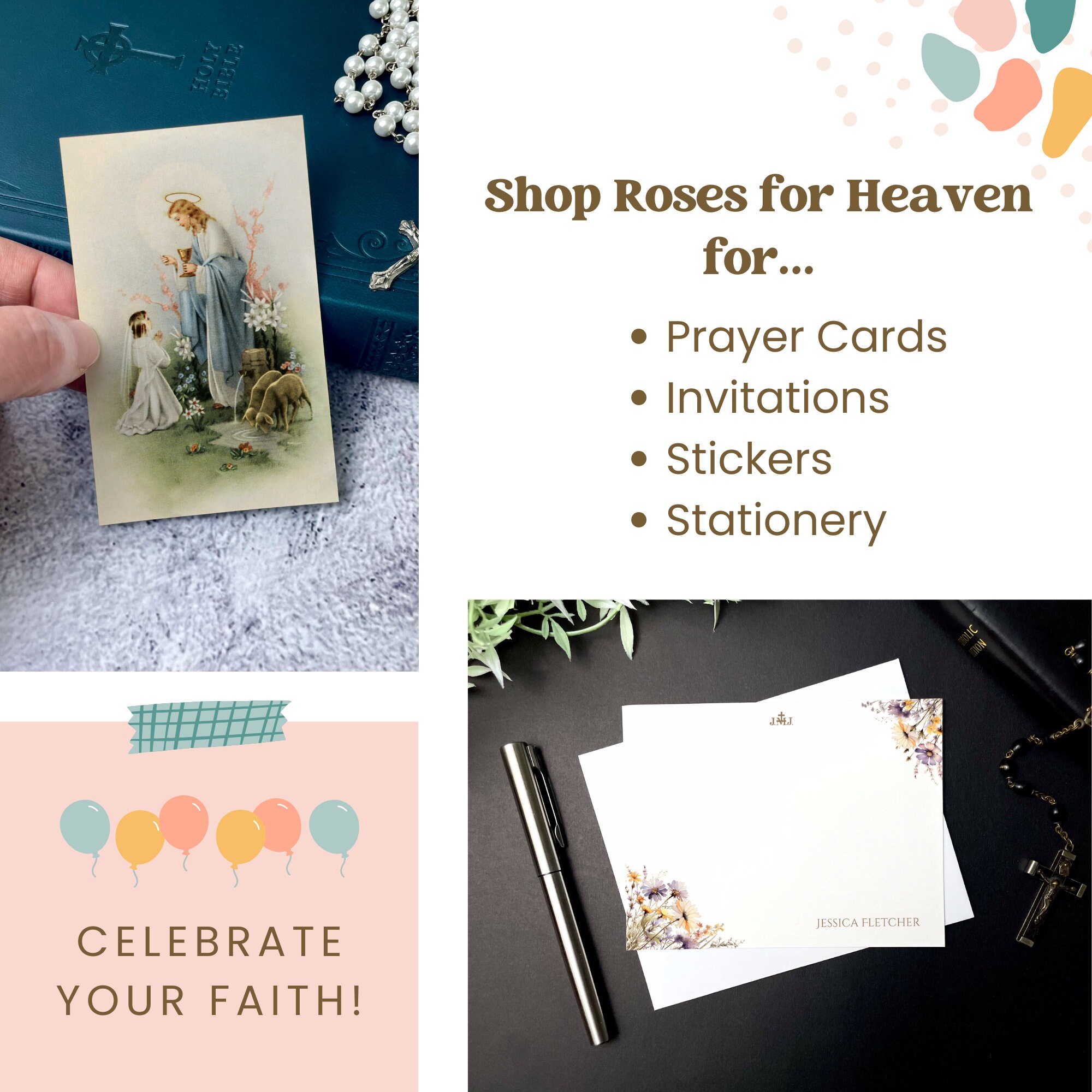 Vintage Marian Emblem Greeting Card | Catholic Thank You Card