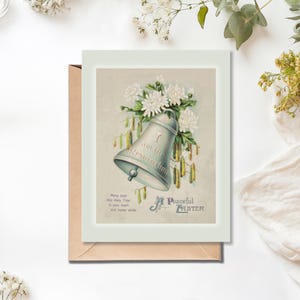 I am the Resurrection Easter Greeting Card, Catholic Greeting Card, Restored Vintage Postcard, Traditional Digital Gift Card, Easter Cards