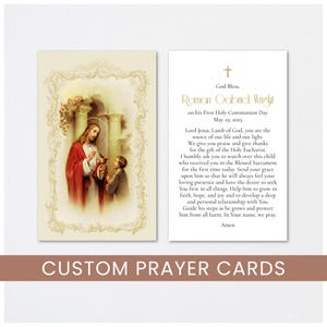 Editable First Communion Prayer Card | First Communion Template | First Communion Favors for Boy, Holy Communion Prayer Corjl Template