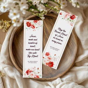 Set of 10 Sacred Heart Indulgence Prayer Bookmarks - Catholic Bookmark - Religious Keepsake for All Ages - Instant Download - Printable Gift