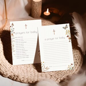 Carte et signe de prières pour bébé - modèle de baptême - modèle de prières de baptême de fille florale pour bébé - prière de baby shower de fleurs sauvages à télécharger