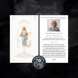 Szablon katolickiej karty modlitewnej | Katolickie karty pamiątkowe | Tradycyjna katolicka modlitwa W kochającej pamięci, Najświętsze Serce Jezusa Corjl