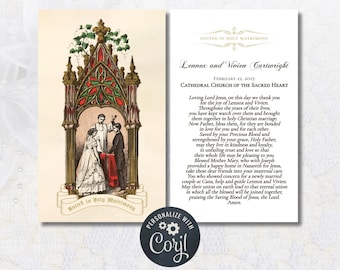 Catholic Wedding Prayer Card Template: Vintage Couple (Digital Download)