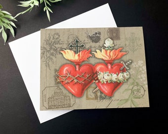 Vintage Sacred Heart Greeting Card | Catholic Stationery (Digital Download)