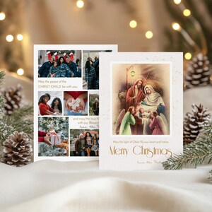 Merry Christmas Nativity Photo Card | Christmas Photo Card | Editable Corjl Template Family Photo Card, Digital Christian Holiday Photo Card