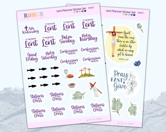 Lent Planner Stickers | Catholic Stickers | Catholic Planner Stickers for Lent / Journal Sticker Sheets for Prayer Journals & Happy Planner