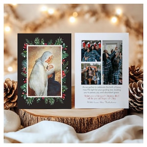 Vintage Christmas Printable Photo Card | Christmas Photo Card |  Traditional Family Photo Card, Christian Photo Card Editable Corjl Template
