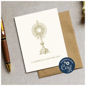 Bouquet spirituel d'ostensoir personnalisé | Cartes de voeux catholiques |  Carte de remerciement imprimable, carte Pensez à vous, modifiable pour des occasions spéciales