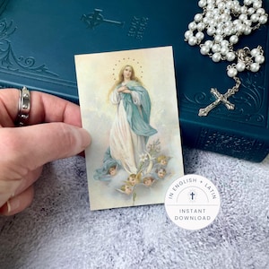 Immagine sacra dell'Ave Maria in latino e in inglese / Immagine sacra cattolica / Immagine sacra tradizionale dell'Ave Maria da scaricare in formato digitale, Immagine sacra cattolica