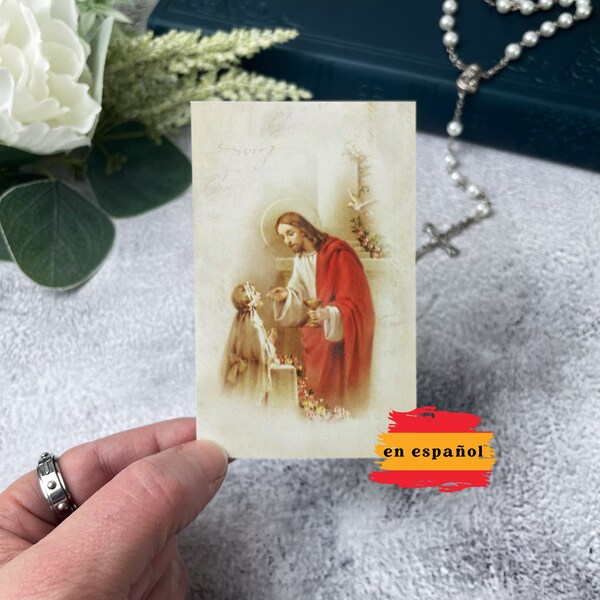 Tarjetas de Oración Personalizadas para la Primera Comunión de Niñas / Custom Prayer Cards / Oraciones católicas en español para la Comunión