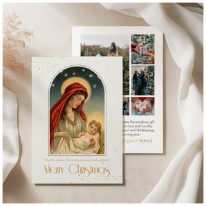 Vintage Christmas Printable Photo Card | Christmas Photo Card | Editable Corjl Template Family Photo Card, Christian Photo Card Template