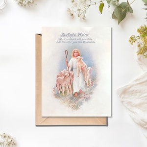Vintage Easter Greeting Card, Catholic Greeting Card, Restored Vintage Postcard, Traditional Digital Gift Card, Easter Card Instant Download