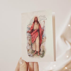 Vintage Easter Greeting Card, Catholic Greeting Card, Restored Vintage Postcard, Traditional Catholic Gift Card, Stationery for Catholic