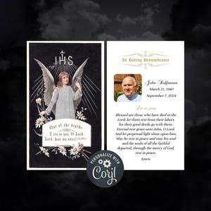 Vintage Catholic Funeral Prayer Card Template | Catholic Memorial Card | Traditional Catholic Funeral Prayer Card, Obituary Prayer Printable
