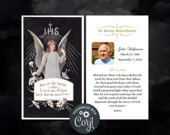 Vintage Catholic Memorial Prayer Card Template (Digital Download)